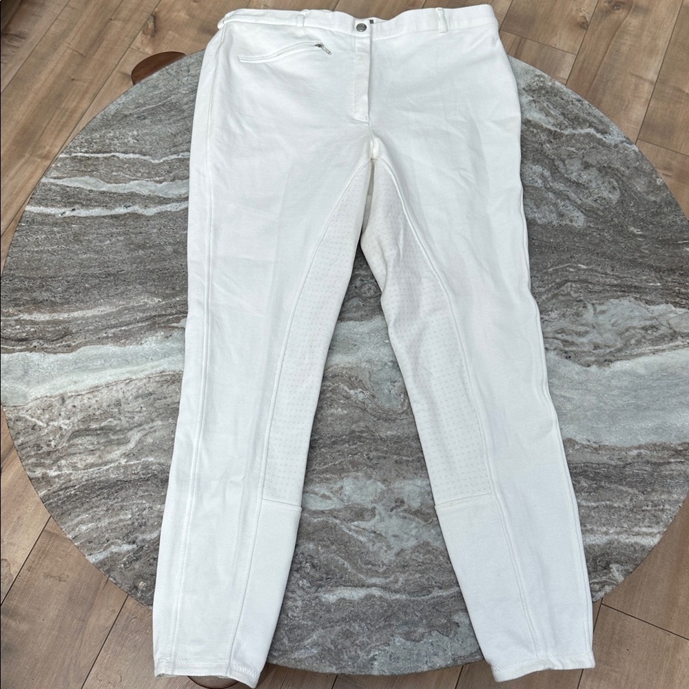 Horze Silicone Full Seat Breeches Equestrian White Pull On Sz 32